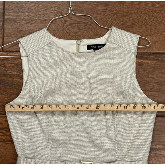 White House Black Market Women's Dress Beige A-line Belt Sleeveless Size 8 - Picture 2 of 10